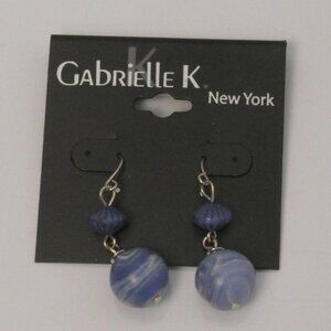 GABRIELLE K NEW YORK Fashion Earrings Drop Dangle Blue Round Beads Hooks